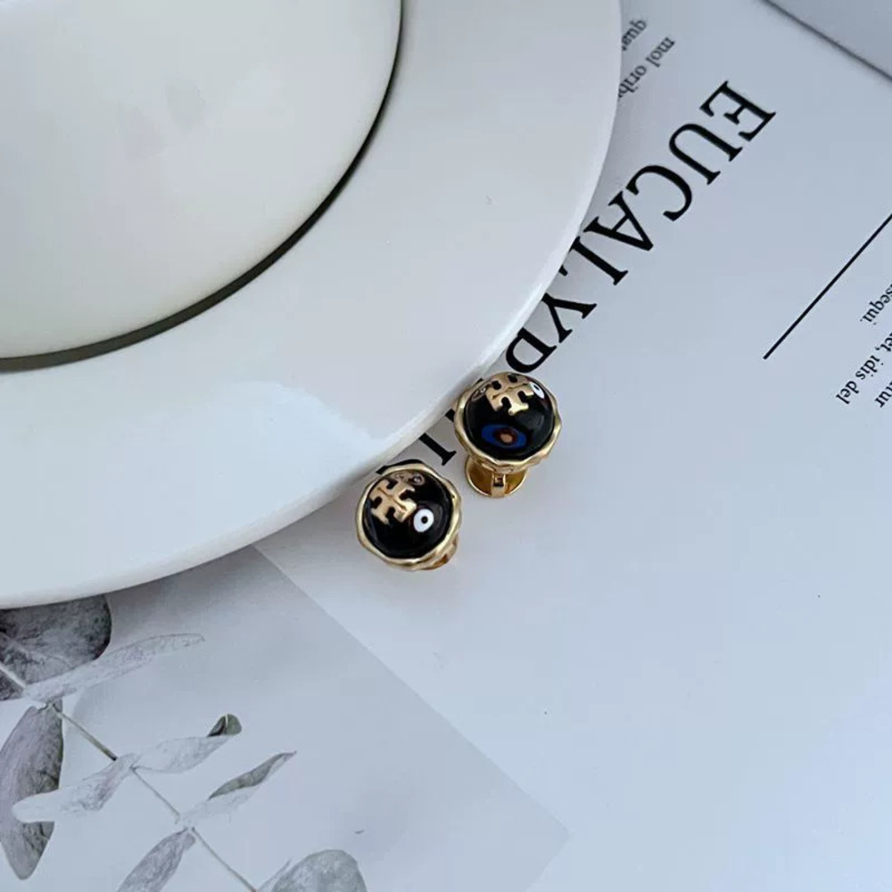 Tory Burch Acrylic Metal Letter Earrings